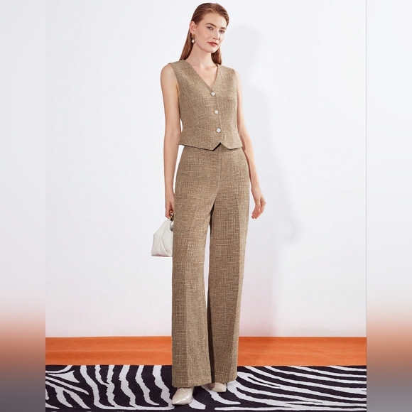 MOTF Pants - MOTF Tweed Vest & Suit Pants Set Large